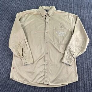 Ecko Shirt Men XXL Tan Cotton Spell Out Logo Streetwear y2k Button Up Casual